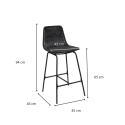 Lot de 2 tabourets de bar et d'ilot 65 cm en rotin synthétique noir et métal