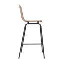 Lot de 2 tabourets de bar et d'ilot 65 cm en rotin synthétique noir et métal