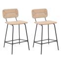Lot de 2 tabourets d'ilot et bar 65 cm en rotin synthétique et métal