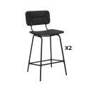 Lot de 2 tabourets d'ilot et bar 65 cm en rotin synthétique et métal