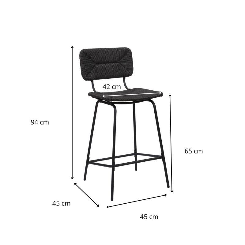 Lot de 2 tabourets d'ilot et bar 65 cm en rotin synthétique et métal