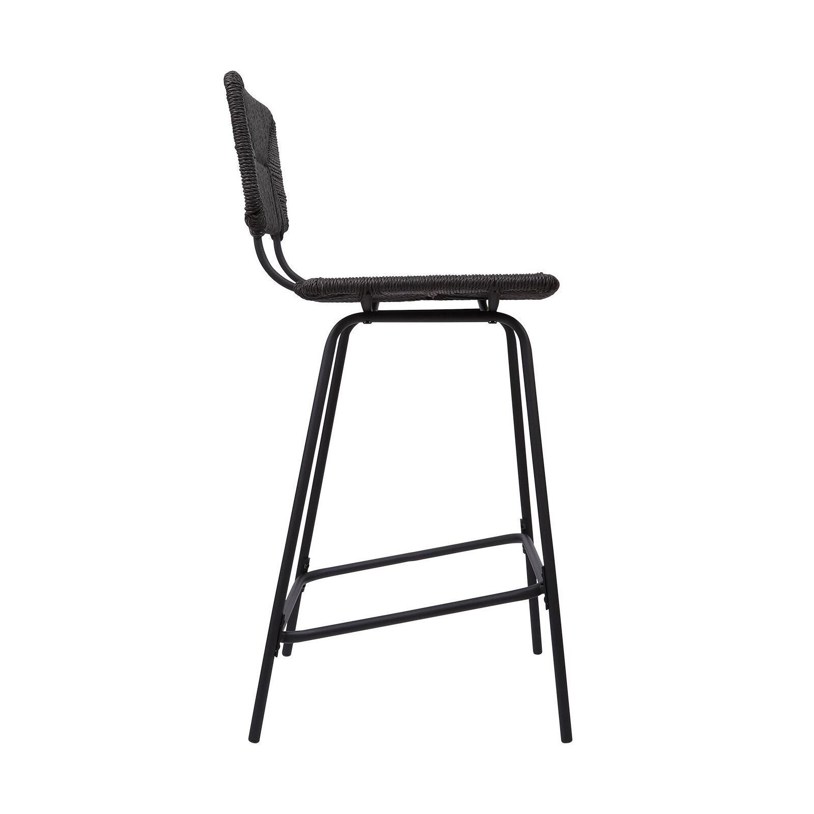 Lot de 2 tabourets d'ilot et bar 65 cm en rotin synthétique et métal