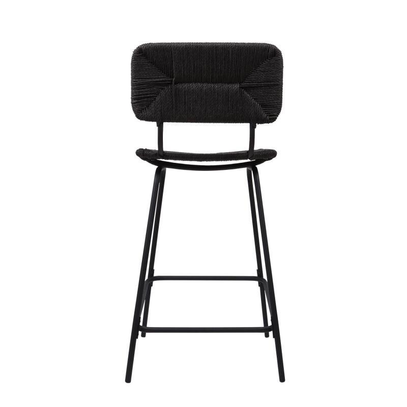 Lot de 2 tabourets d'ilot et bar 65 cm en rotin synthétique et métal