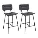 Lot de 2 tabourets de bar et d'ilot 65 cm en rotin synthétique et métal