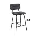 Lot de 2 tabourets de bar et d'ilot 65 cm en rotin synthétique et métal
