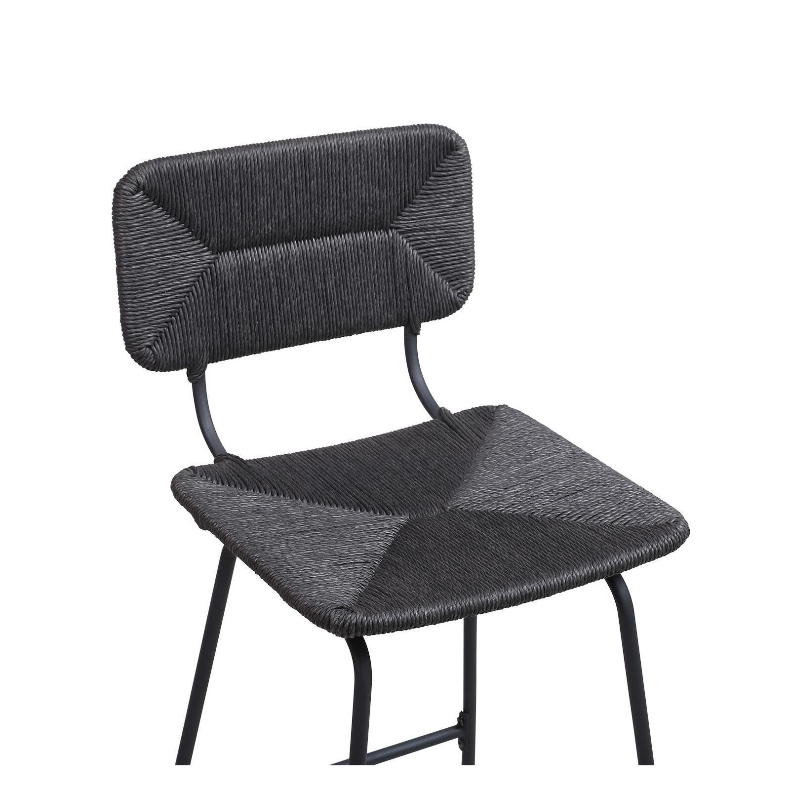 Lot de 2 tabourets de bar et d'ilot 65 cm en rotin synthétique et métal