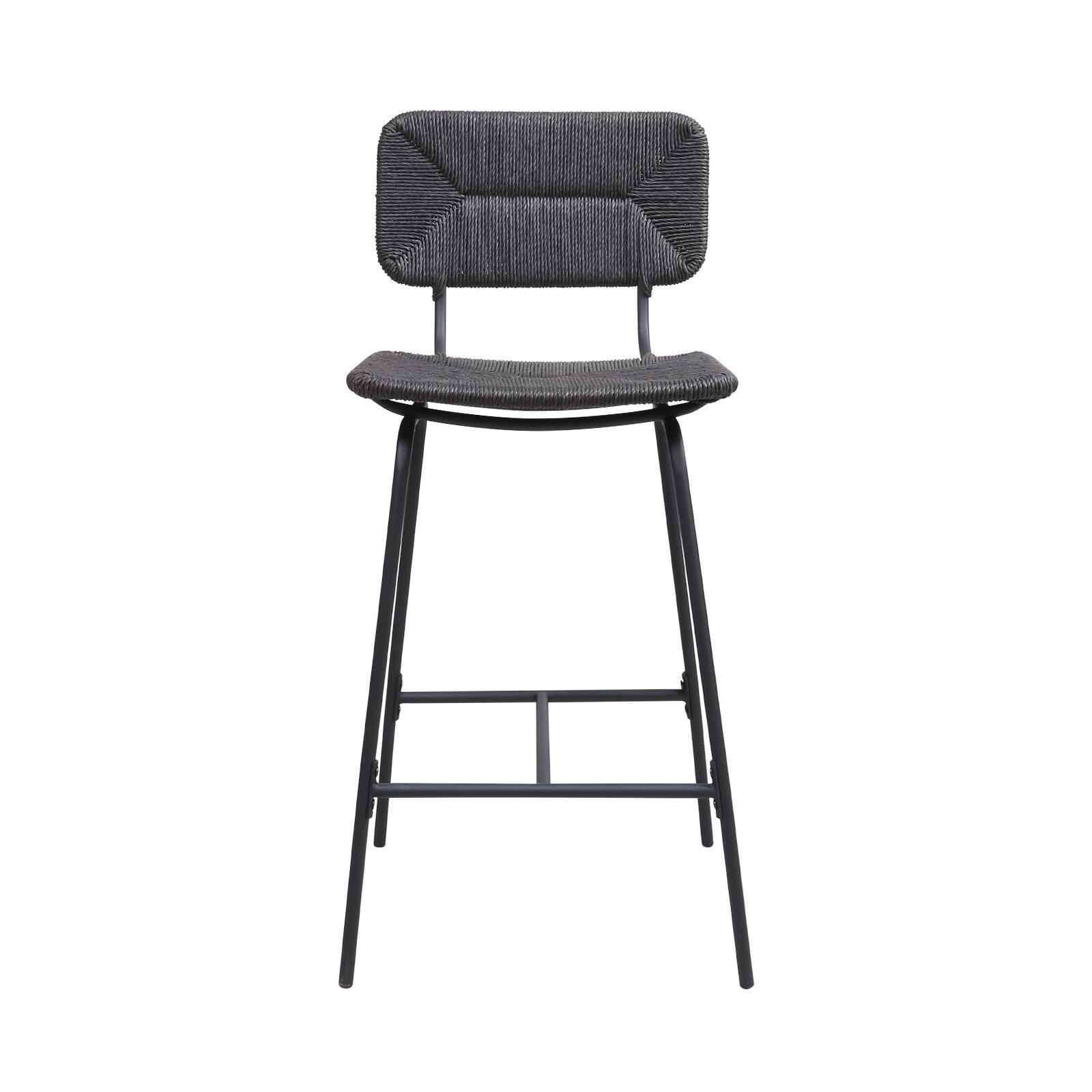 Lot de 2 tabourets de bar et d'ilot 65 cm en rotin synthétique et métal