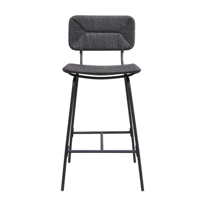 Lot de 2 tabourets de bar et d'ilot 65 cm en rotin synthétique et métal