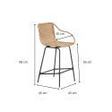 Lot de 2 chaises d'ilot et bar 65 cm en rotin synthétique et métal