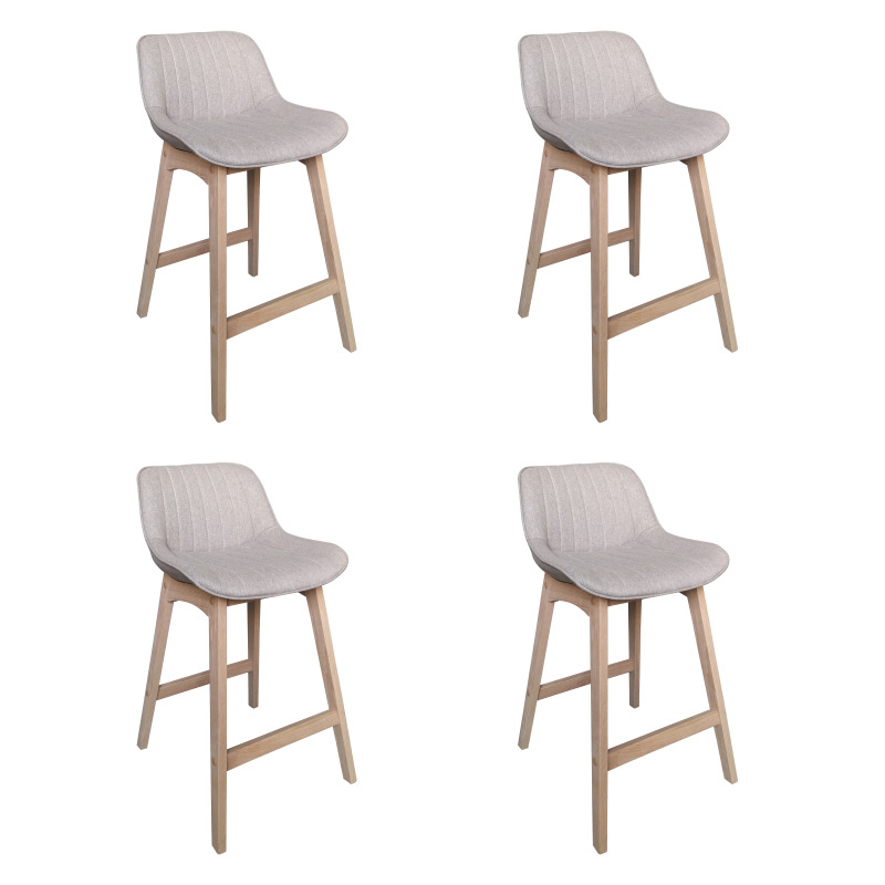 Lot de 2 chaises d'ilot et bar 65 cm en chêne et assise tissu gris clair