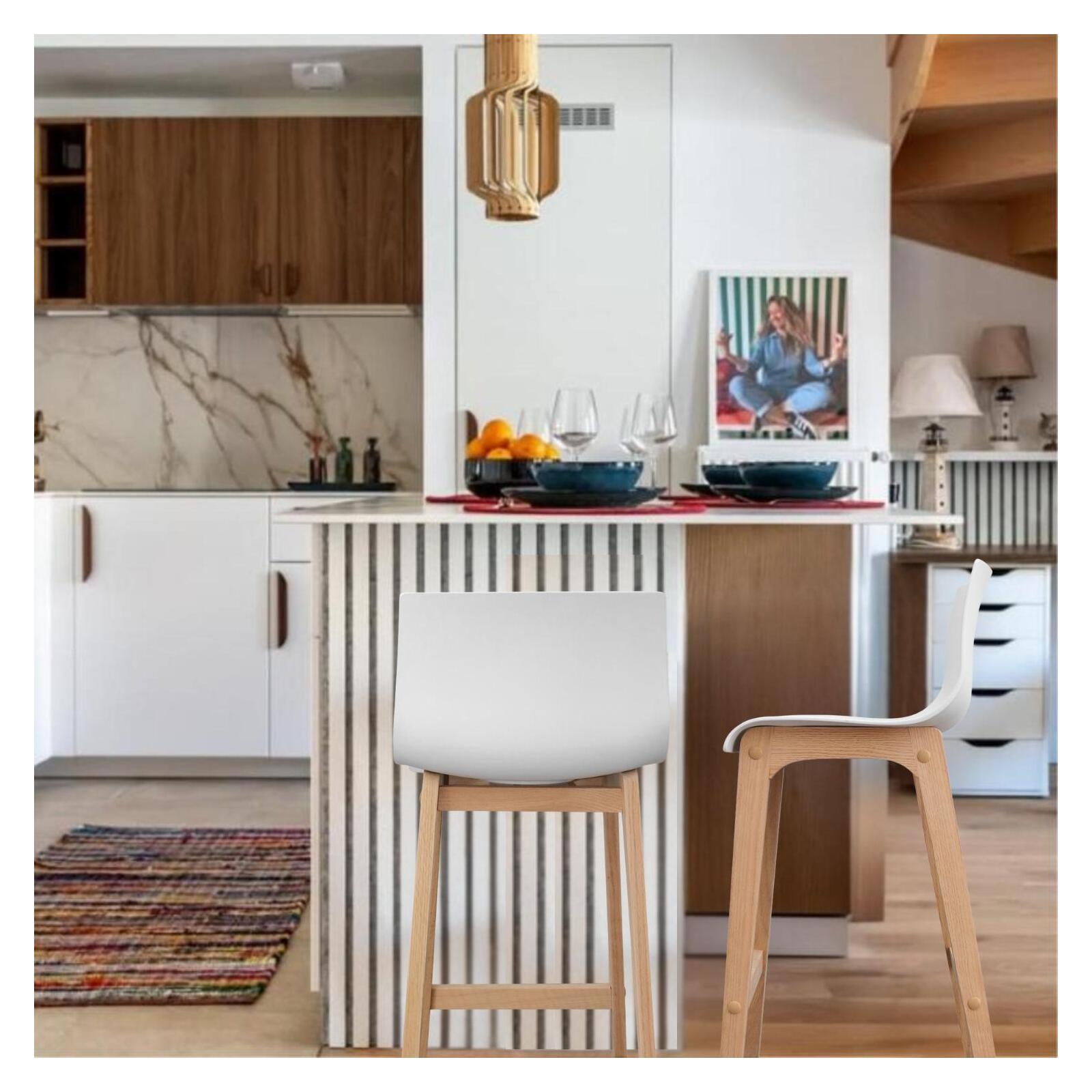 Lot de tabouret de bar en chêne 65cm TANNA