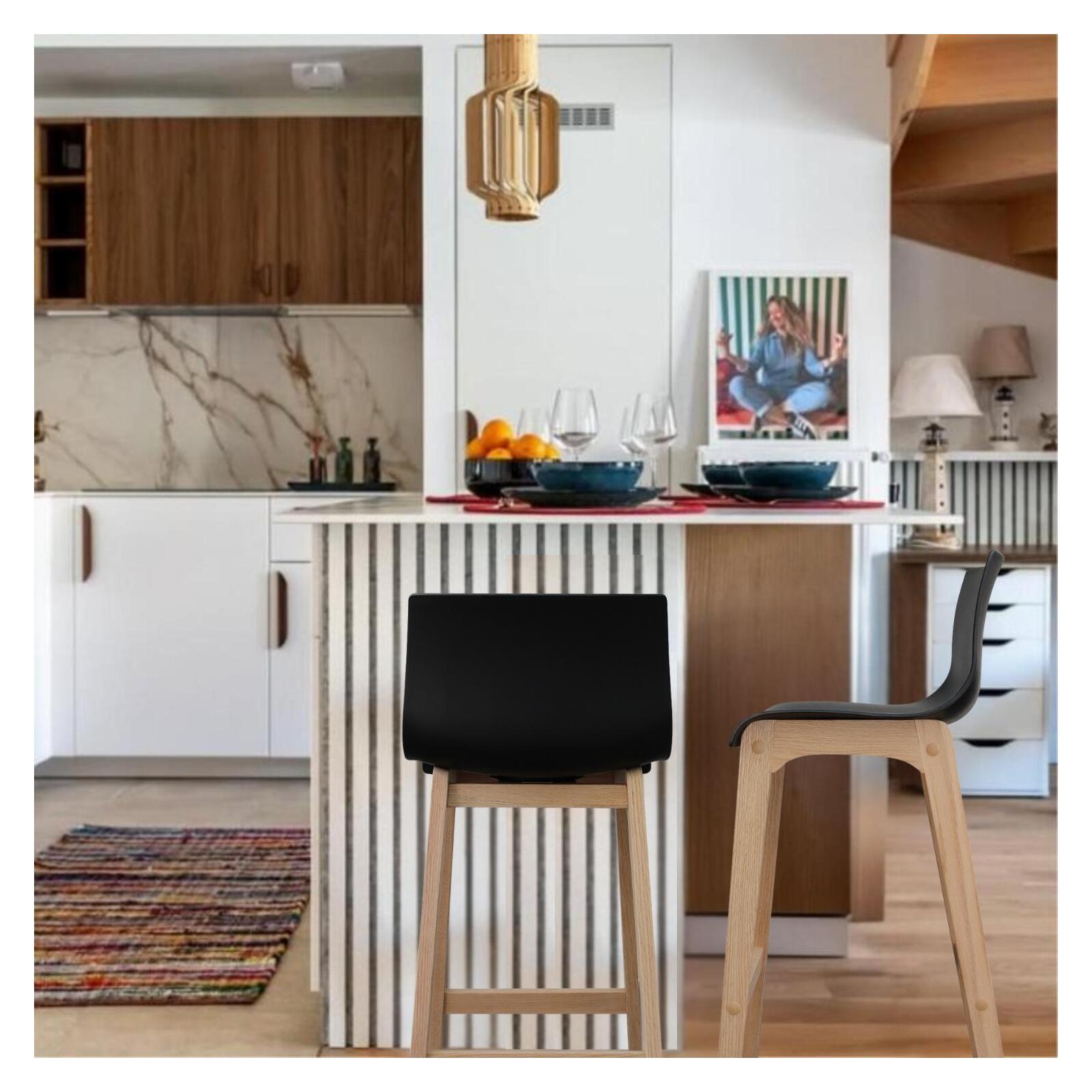 Lot de tabouret de bar en chêne 65cm TANNA