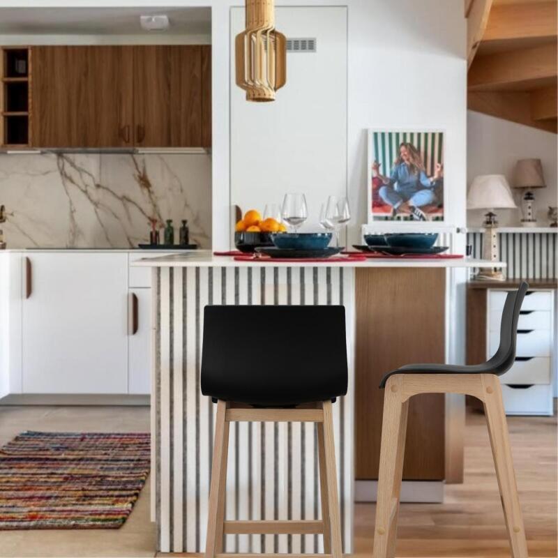 Lot de tabouret de bar en chêne 65cm TANNA