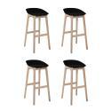 Lot de 4 tabourets de bar 75 cm en chêne et assise blanche