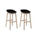 Lot de 4 tabourets de bar 75 cm en chêne et assise blanche