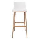 Lot de 4 tabourets de bar 75 cm en chêne et assise blanche