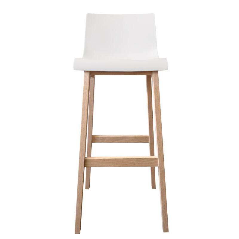 Lot de 4 tabourets de bar 75 cm en chêne et assise blanche