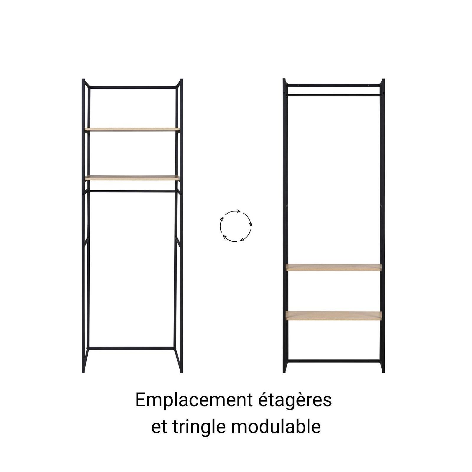 Portant vêtements bois et métal L70 x H200 cm ASHTON