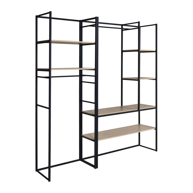 Portants vêtements bois et métal L190 x H200 cm ASHTON - Lot de 2