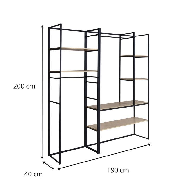 Portants vêtements bois et métal L190 x H200 cm ASHTON - Lot de 2