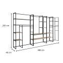 Portants vêtements bois et métal L380 x H200 cm ASHTON - Lot de 4