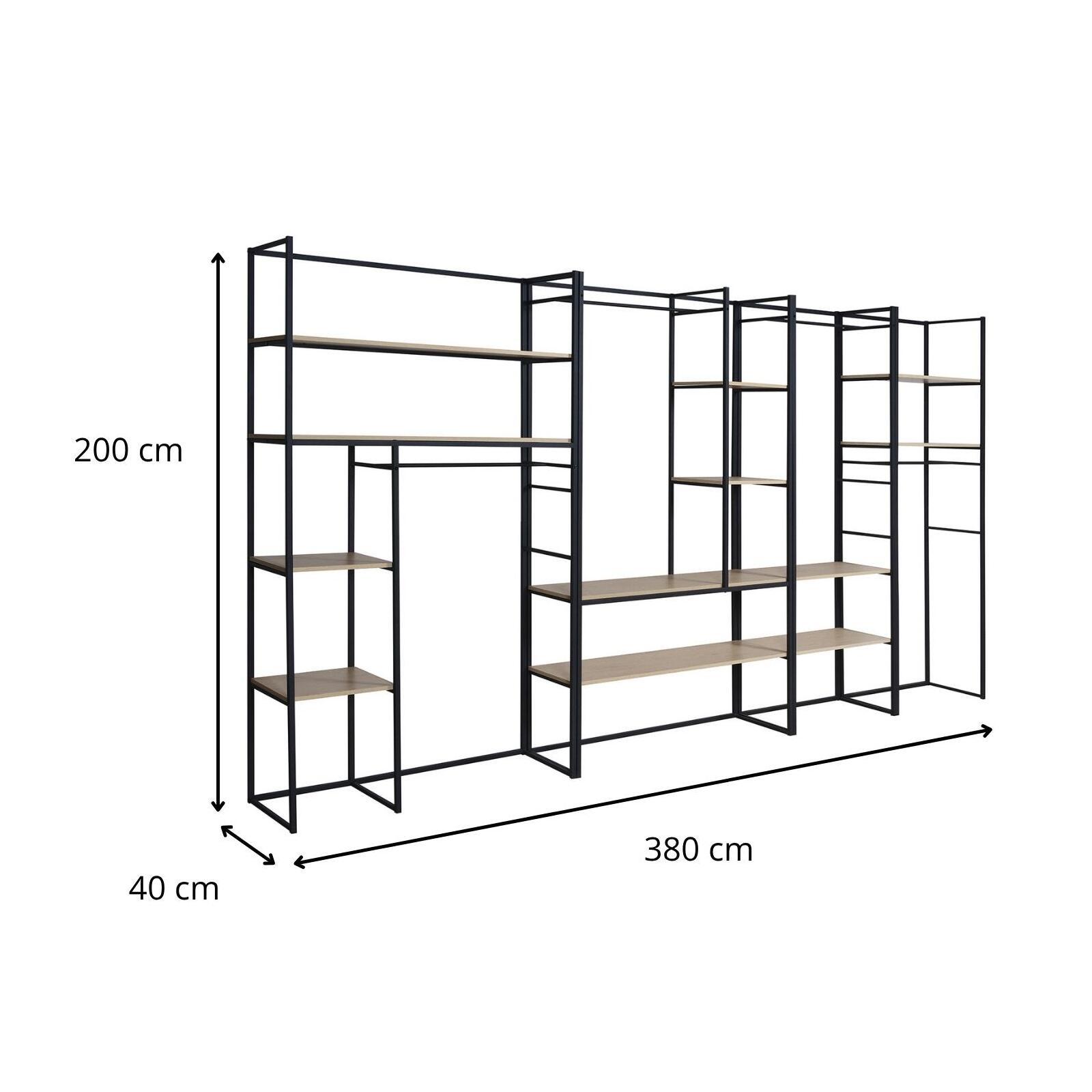 Portants vêtements bois et métal L380 x H200 cm ASHTON - Lot de 4