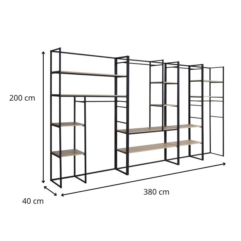 Portants vêtements bois et métal L380 x H200 cm ASHTON - Lot de 4