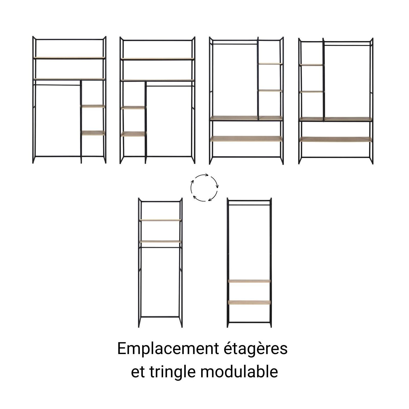 Portants vêtements bois et métal L380 x H200 cm ASHTON - Lot de 4