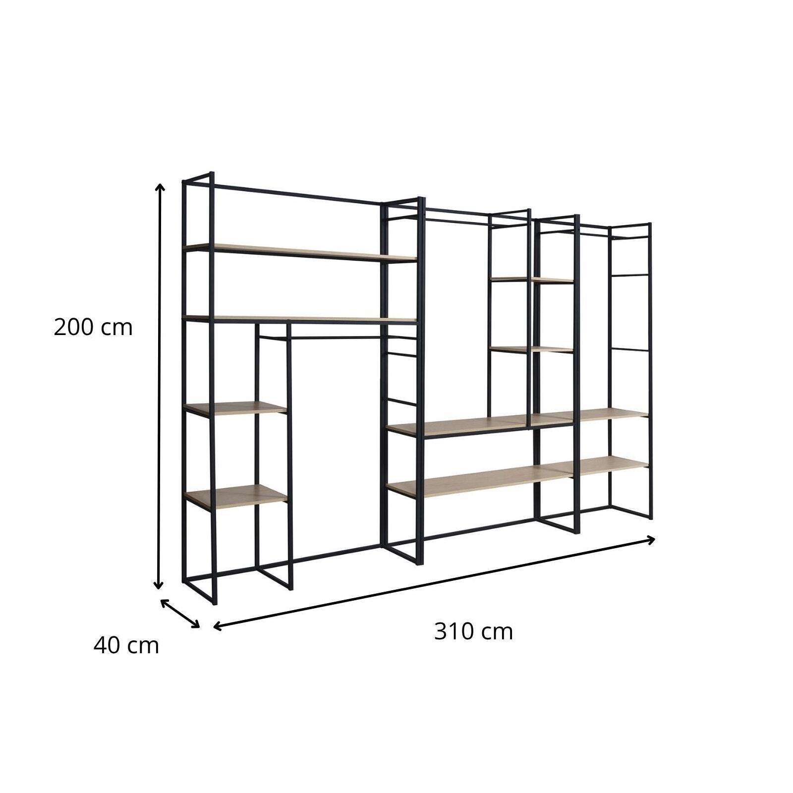 Portants vêtements bois et métal L310 x H200cm ASHTON - Lot de 3