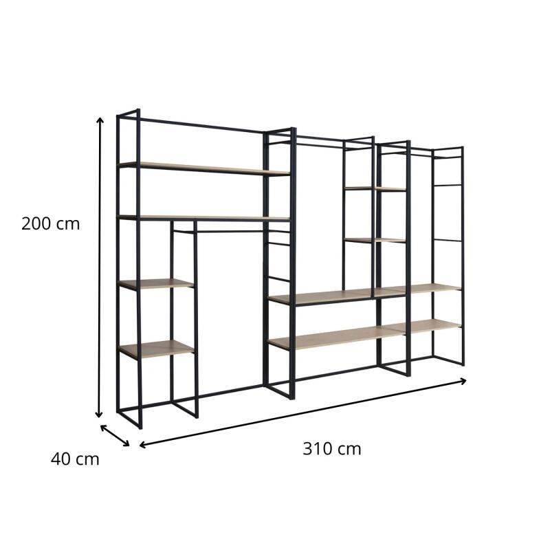 Portants vêtements bois et métal L310 x H200cm ASHTON - Lot de 3