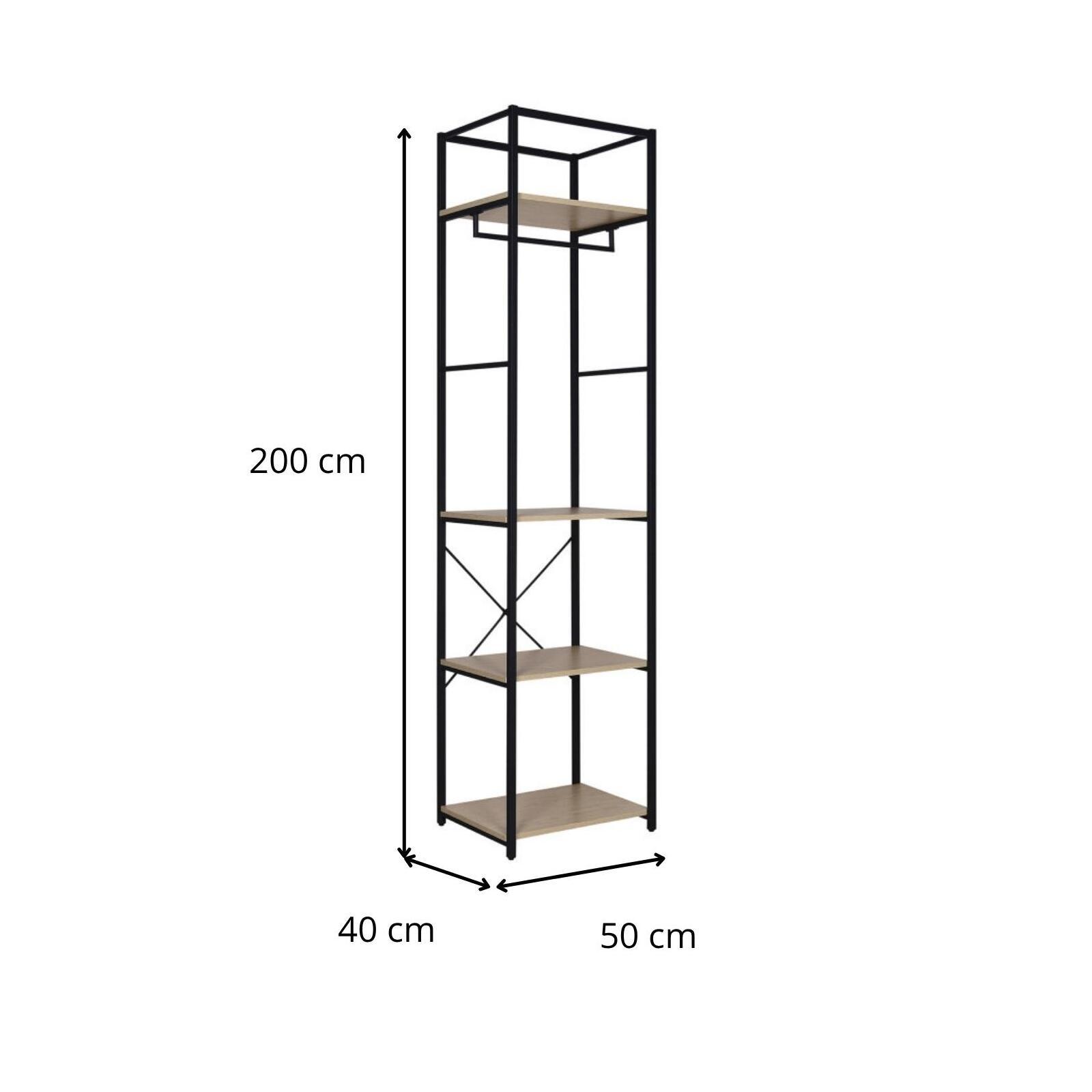 Portant vêtements en bois et métal NOIR L50 x H200cm JUNE Portant vêtements en bois et métal NOIR L50 x H200cm JUNE