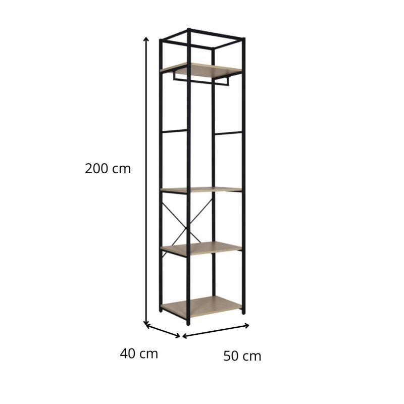 Portant vêtements en bois et métal NOIR L50 x H200cm JUNE