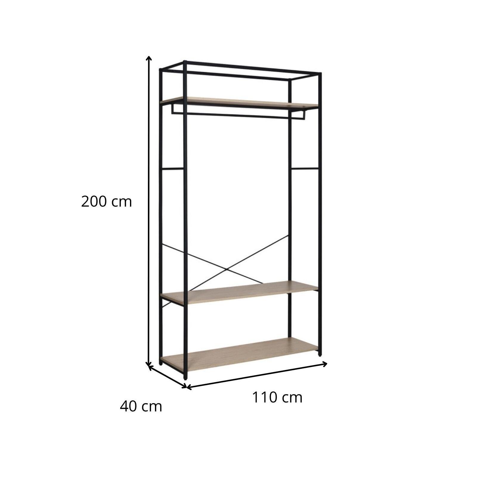 Portant vêtements bois et métal NOIR L110 x H200cm JUNE