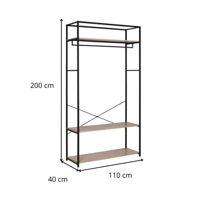 Portant vêtements bois et métal NOIR L110 x H200cm JUNE
