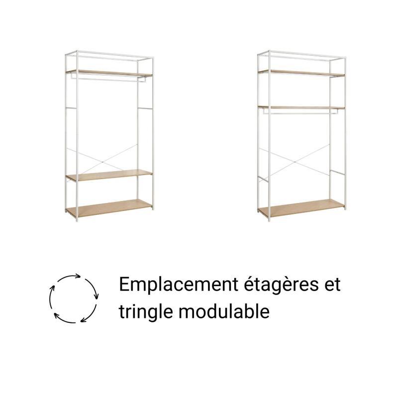 Portant vêtements bois et métal NOIR L110 x H200cm JUNE