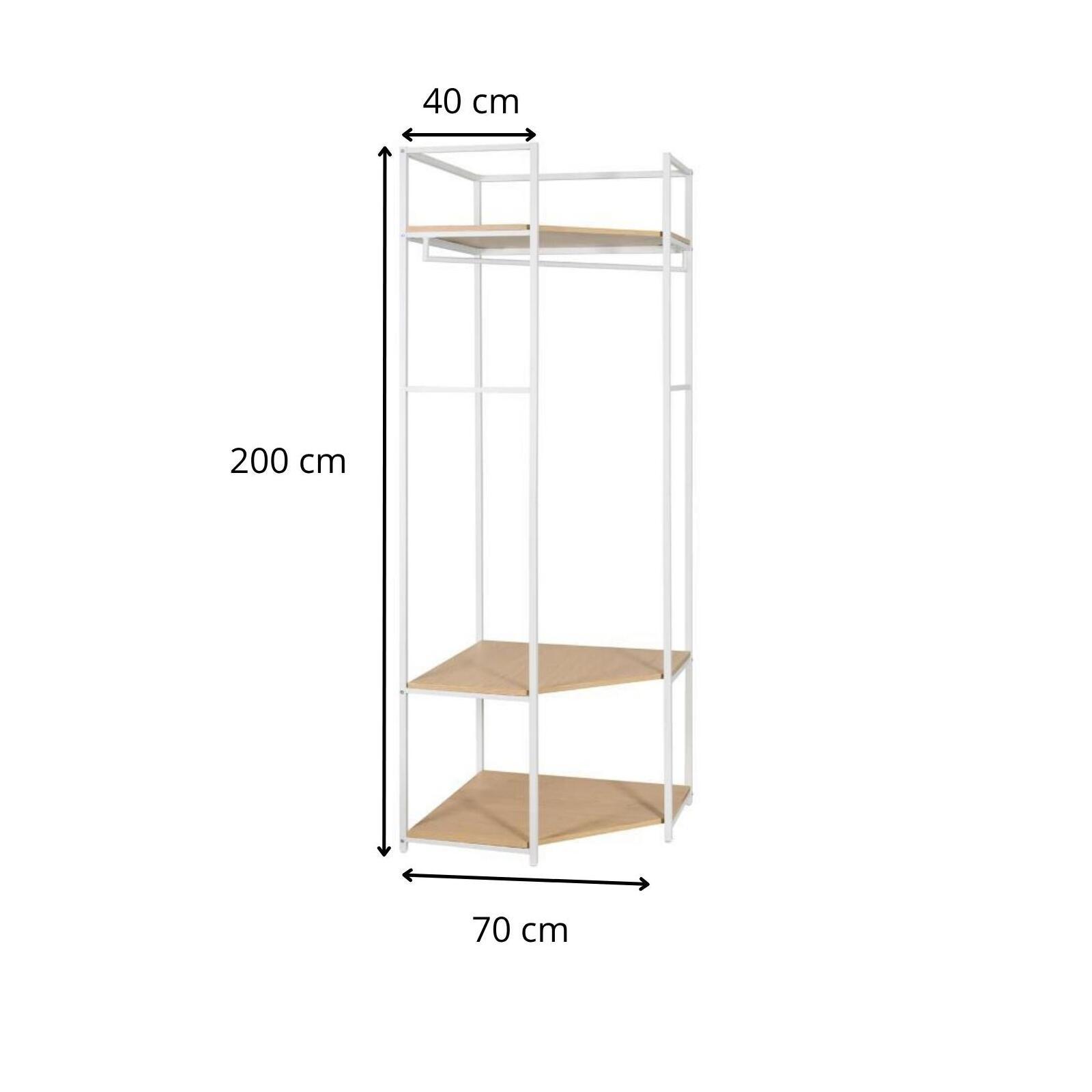 Portant d'angle bois et métal Blanc L70 x H200cm