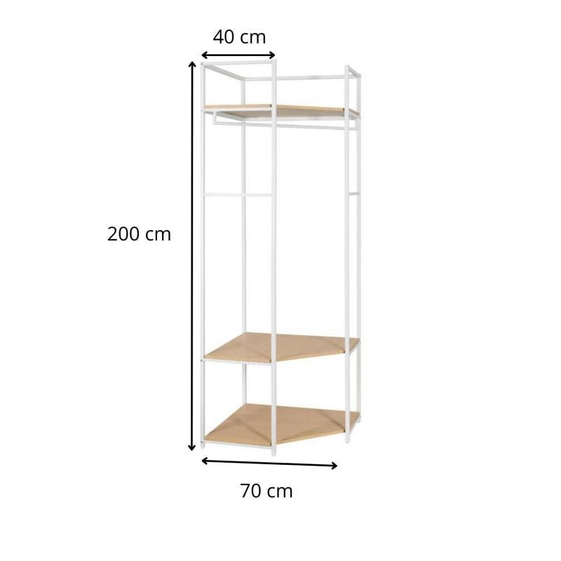 Portant d'angle bois et métal Blanc L70 x H200cm