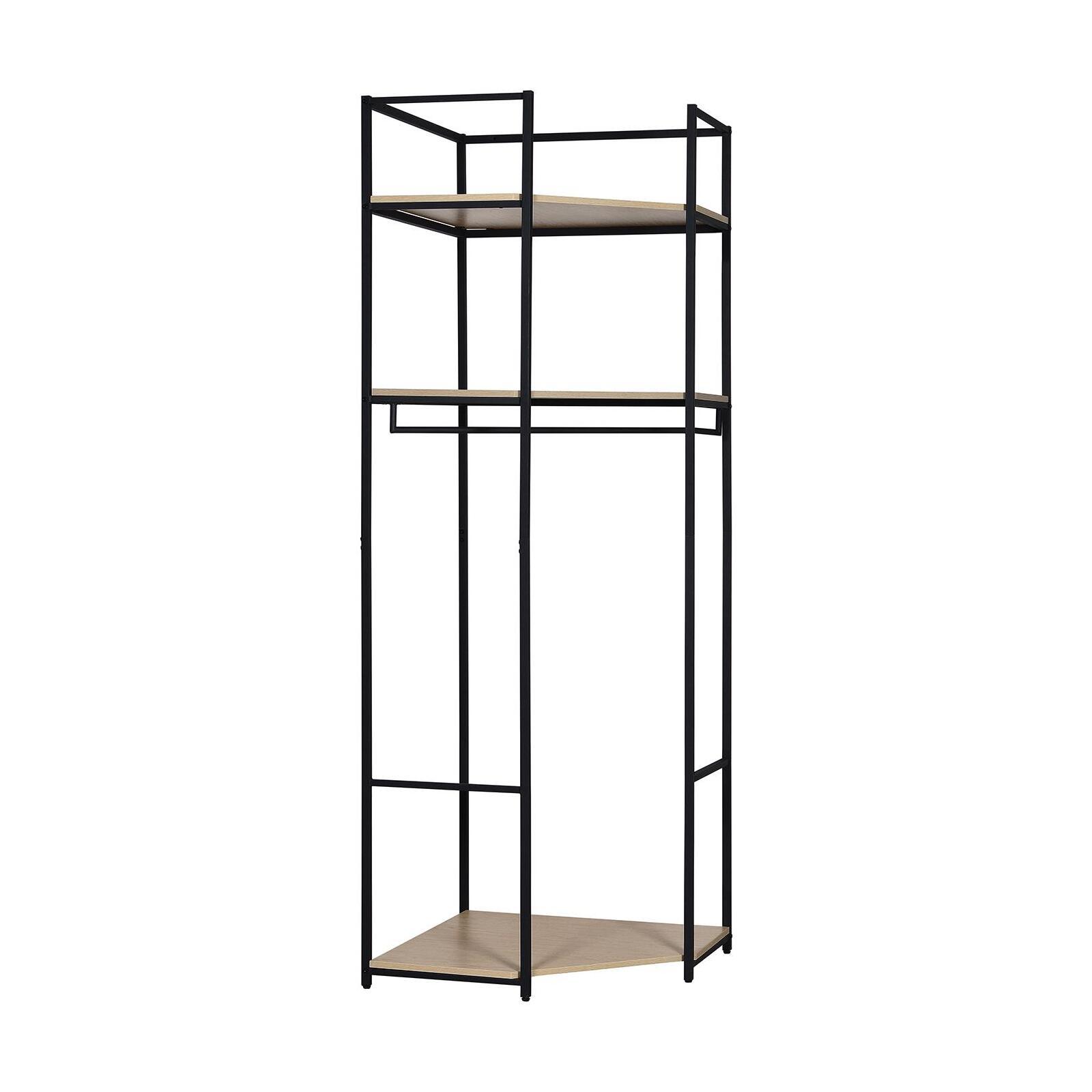 Portant d'angle bois et métal Blanc L70 x H200cm