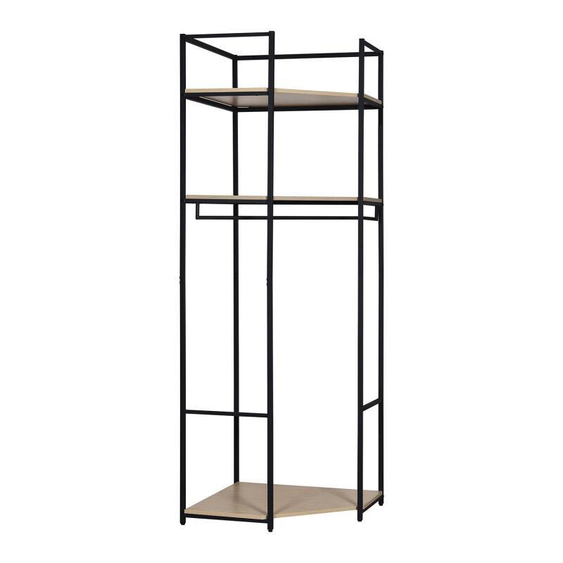 Portant d'angle bois et métal Blanc L70 x H200cm