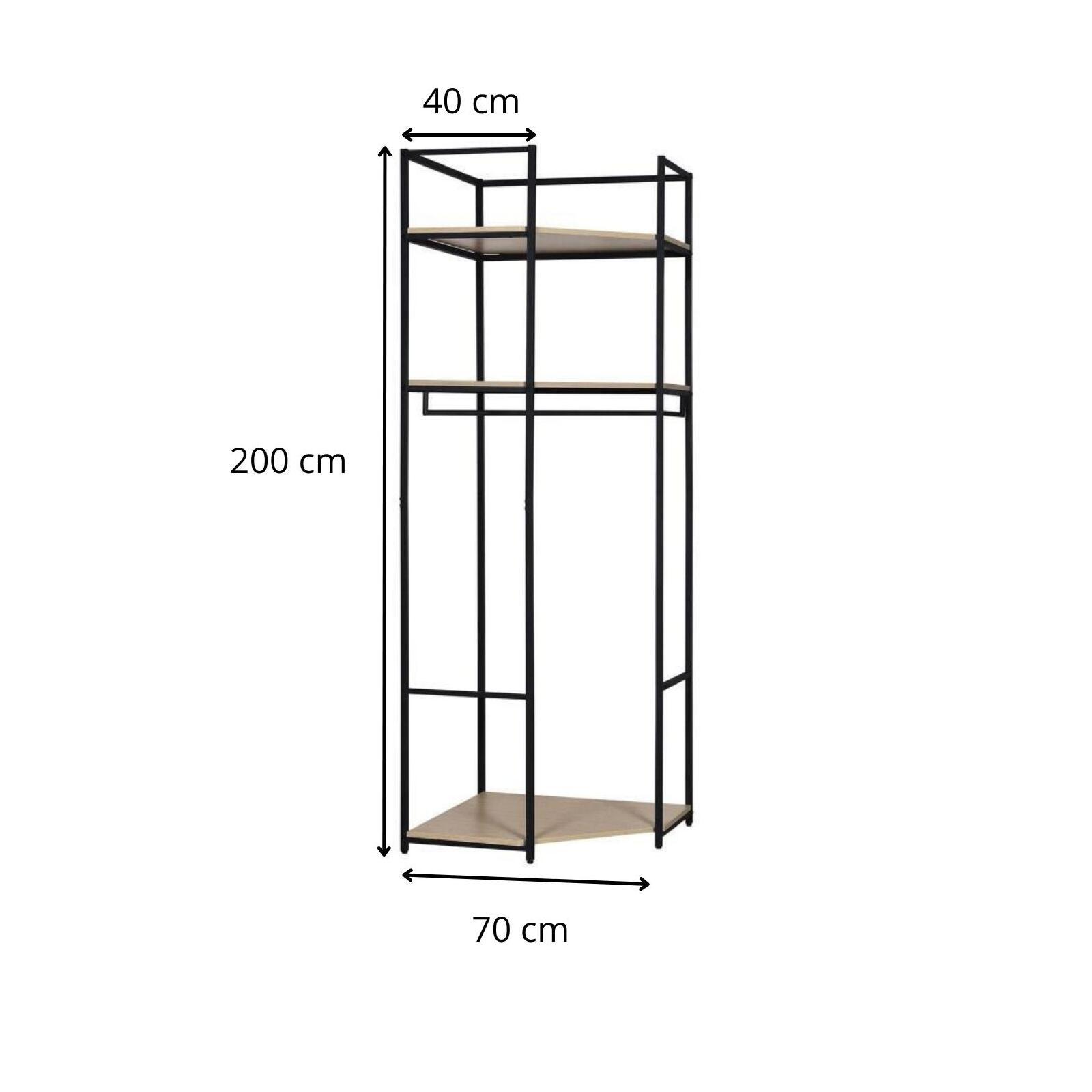 Portant d'angle bois et métal Blanc L70 x H200cm