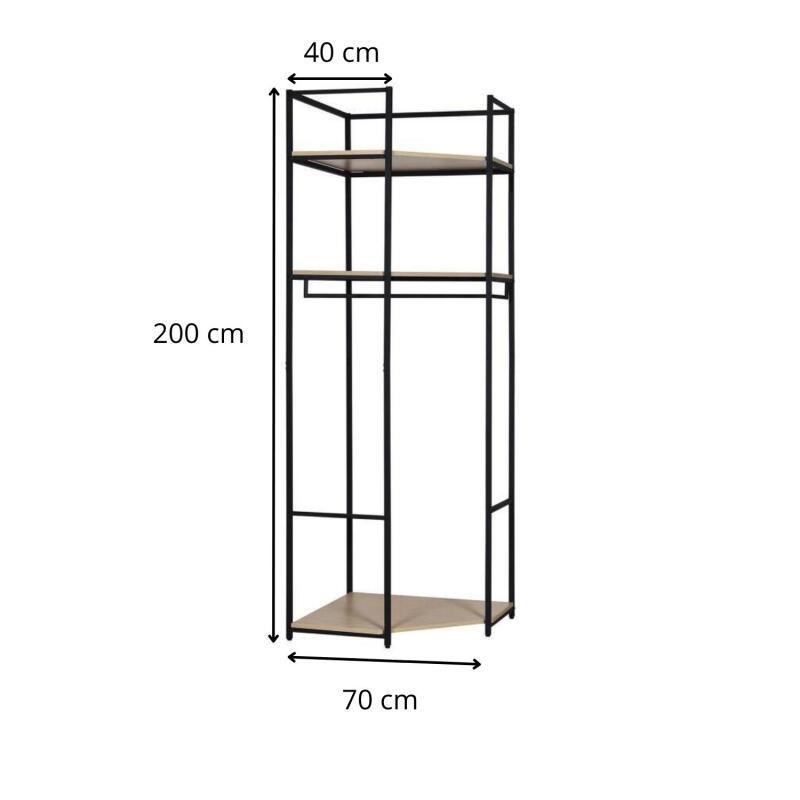Portant d'angle bois et métal Blanc L70 x H200cm