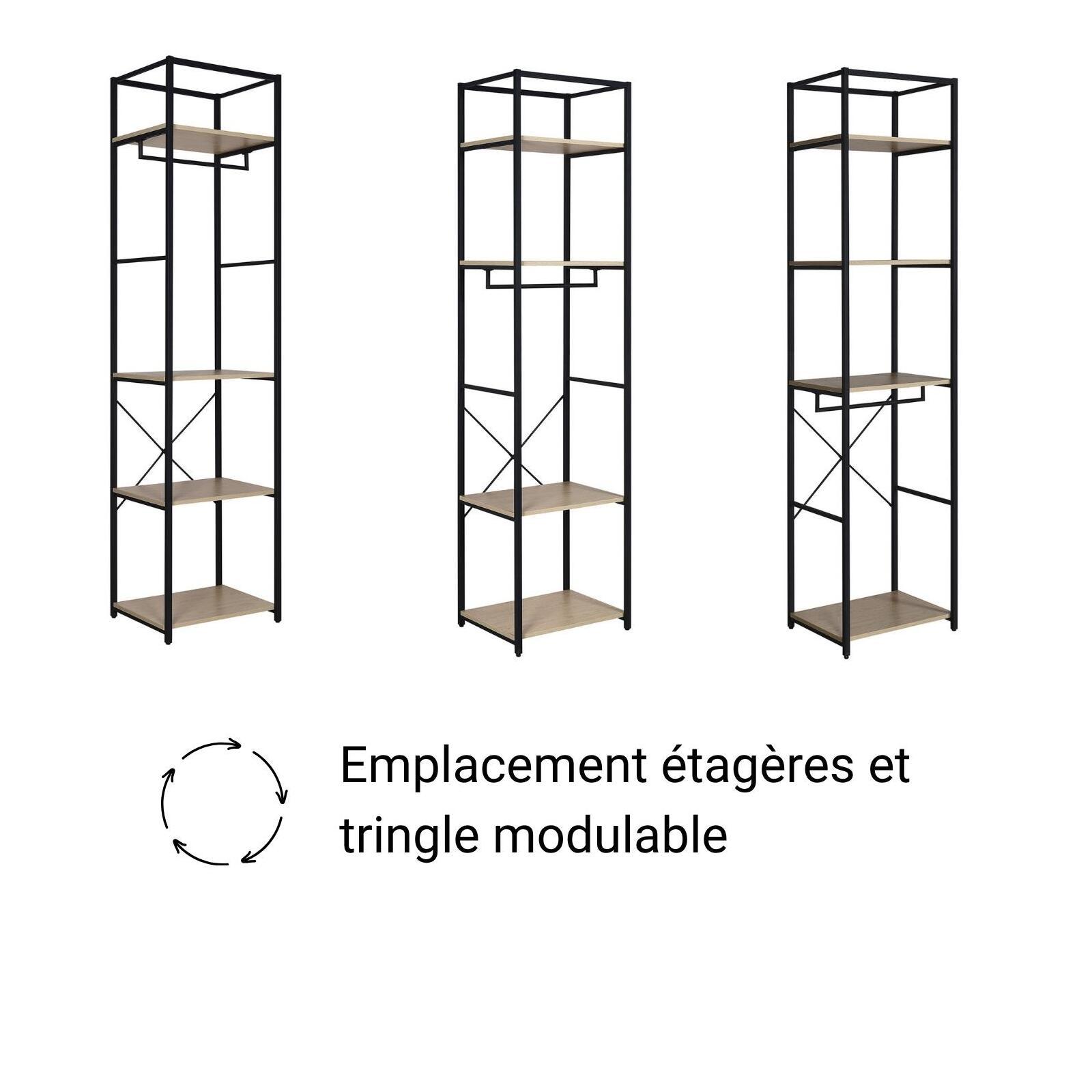 Portants vêtements bois et métal NOIR - Lot de 2 - JUNE