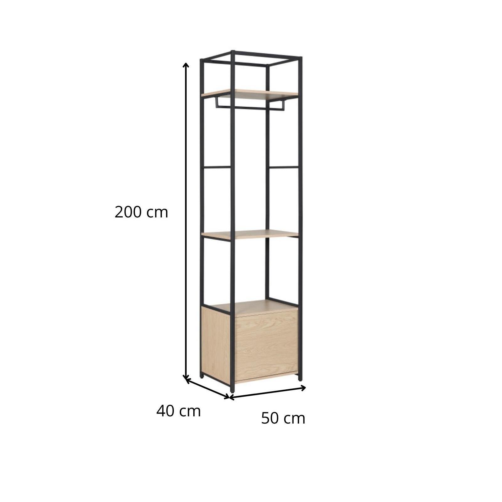 Portant vêtements fermé bois et métal noir L50 x H200 cm JUNE