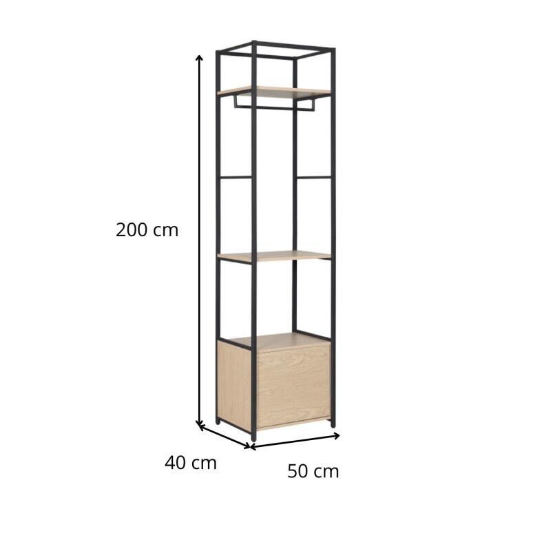 Portant vêtements fermé bois et métal noir L50 x H200 cm JUNE