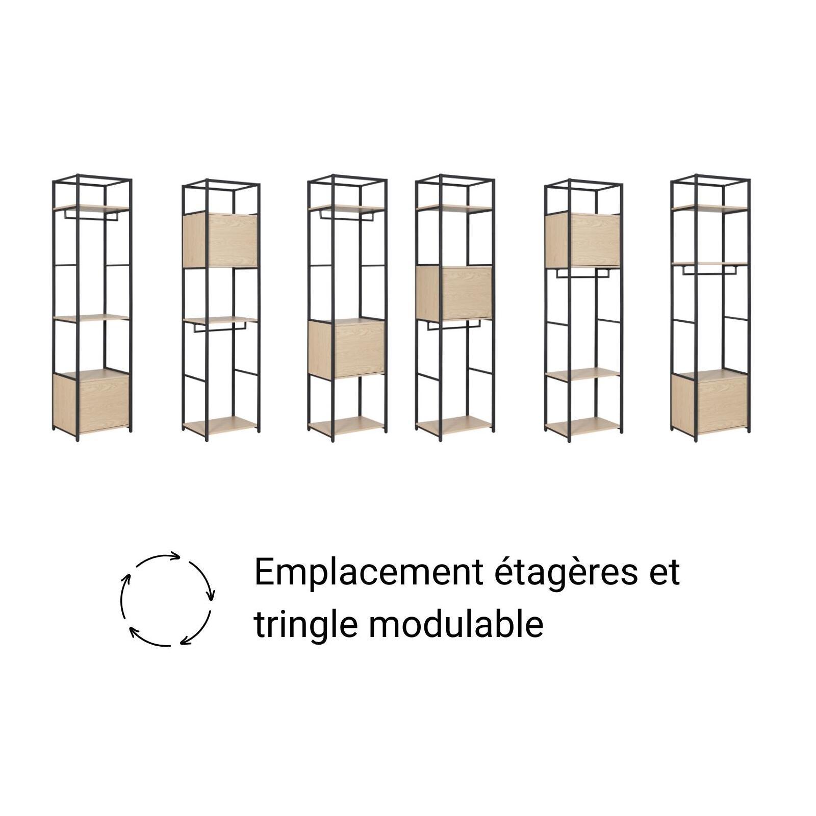 Portants vêtements bois et  métal avec module fermé - Lot de 3 - JUNE