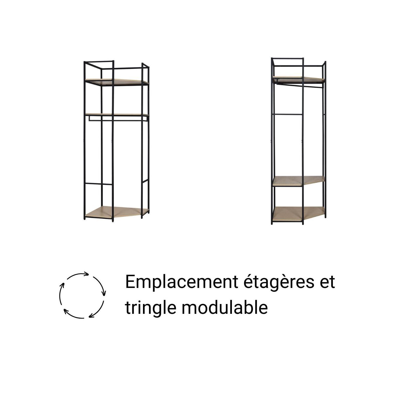 Portants vêtements bois et  métal avec module fermé - Lot de 3 - JUNE