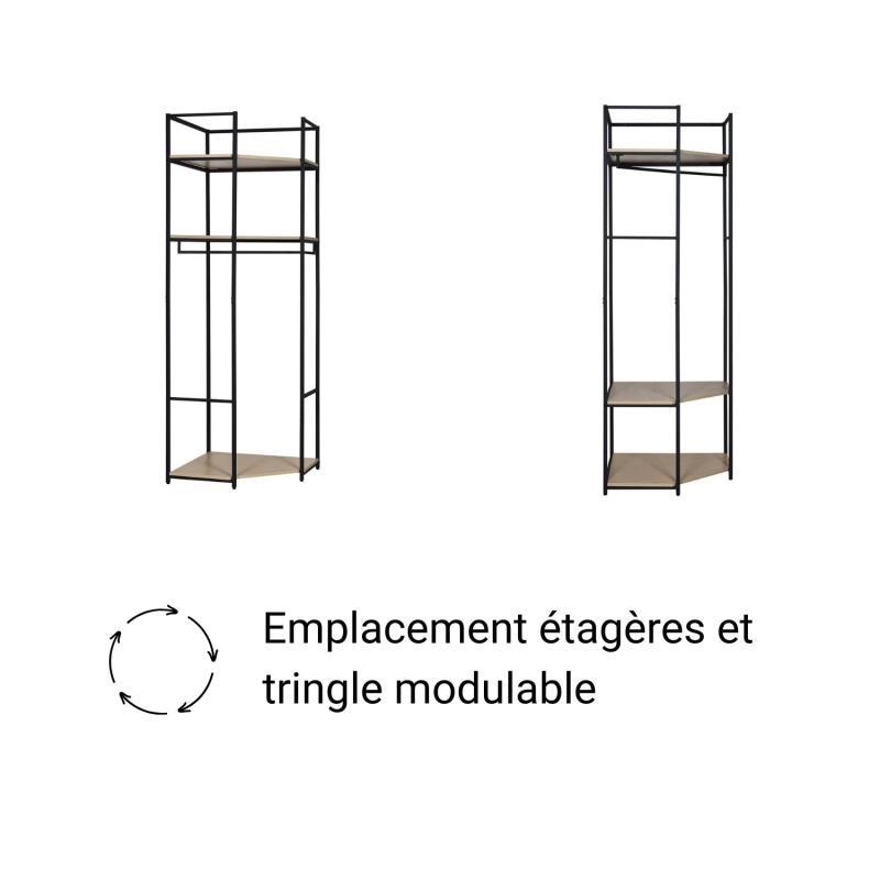 Portants vêtements bois et métal avec module fermé - Lot de 3 - JUNE