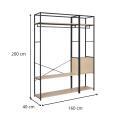 Portants vêtements bois et métal avec module fermé - Lot de 2 - JUNE