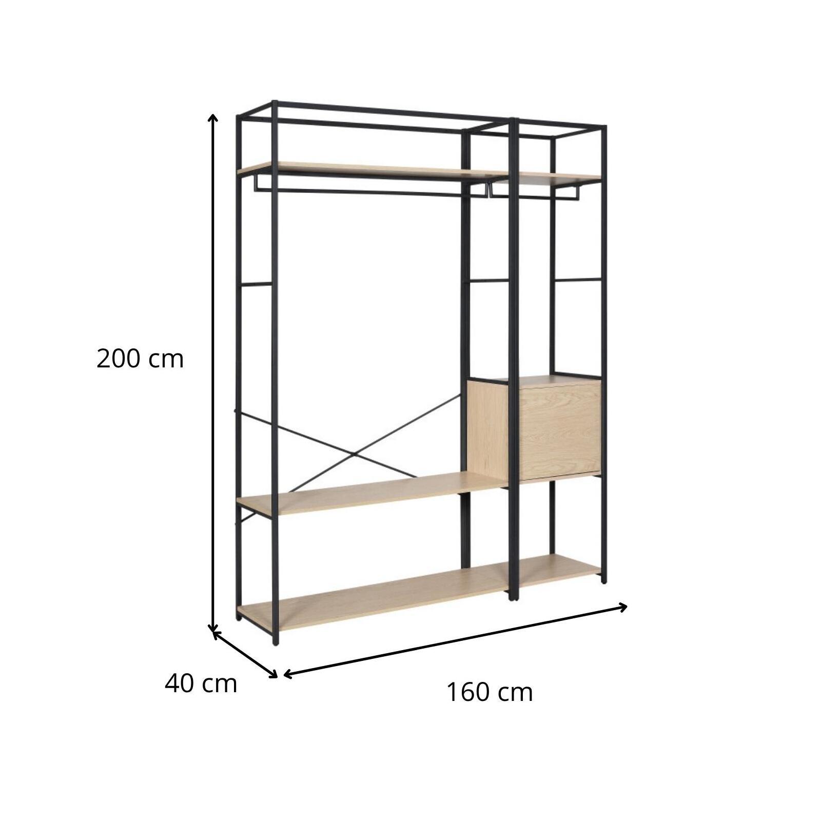 Portants vêtements bois et métal avec module fermé - Lot de 2 - JUNE