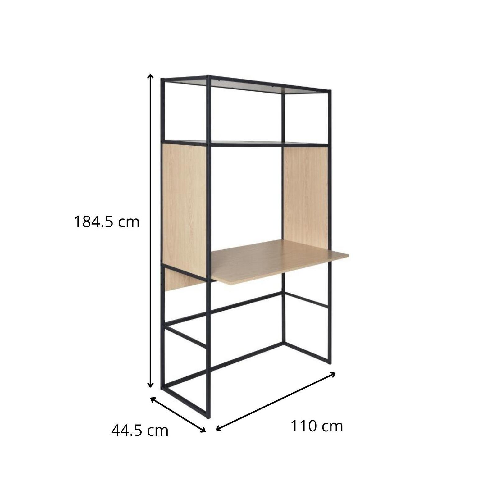 Portant bois et métal noir - bureau intégré L110 x H184,5 cm - OSLO Portant bois et métal noir - bureau intégré L110 x H184,5 cm - OSLO